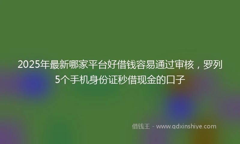 2025年最新哪家平台好借钱容易通过审核，罗列5个手机身份证秒借现金的口子