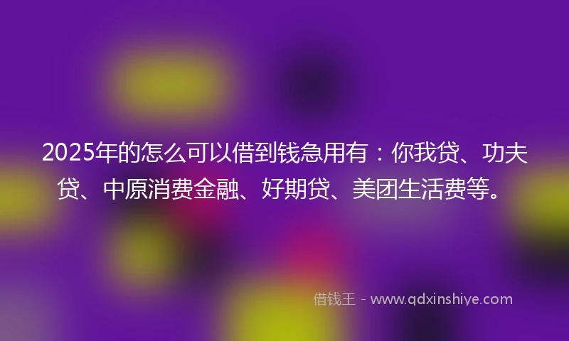 2025年的怎么可以借到钱急用有：你我贷、功夫贷、中原消费金融、好期贷、美团生活费等。