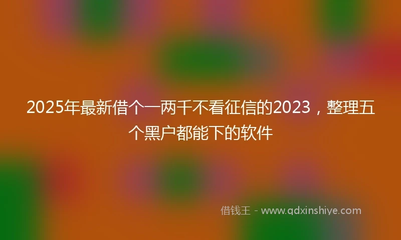 2025年最新借个一两千不看征信的2023，整理五个黑户都能下的软件