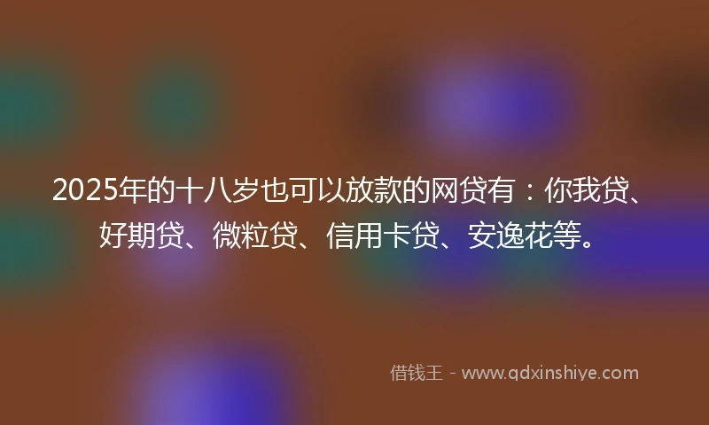 2025年的十八岁也可以放款的网贷有：你我贷、好期贷、微粒贷、信用卡贷、安逸花等。