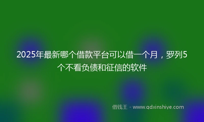 2025年最新哪个借款平台可以借一个月，罗列5个不看负债和征信的软件