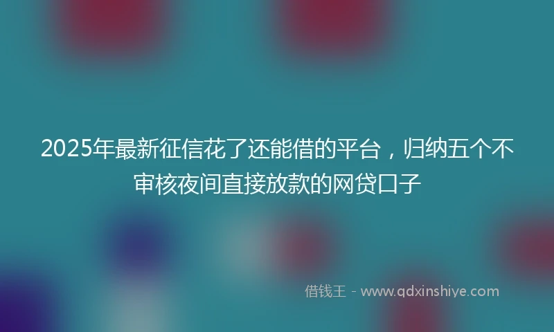 2025年最新征信花了还能借的平台，归纳五个不审核夜间直接放款的网贷口子
