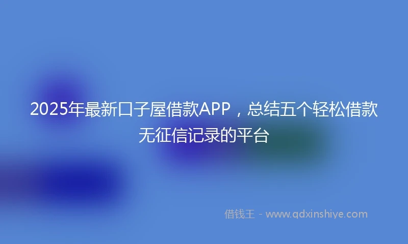 2025年最新口子屋借款APP，总结五个轻松借款无征信记录的平台