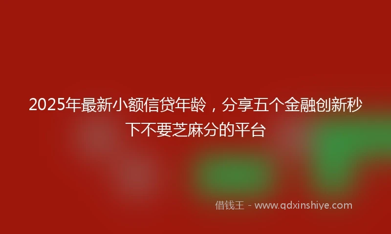 2025年最新小额信贷年龄，分享五个金融创新秒下不要芝麻分的平台