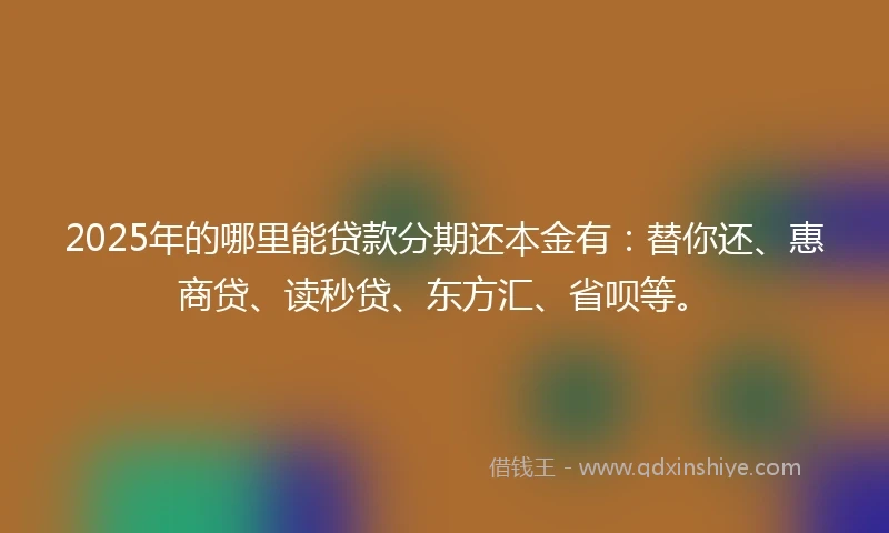 2025年的哪里能贷款分期还本金有：替你还、惠商贷、读秒贷、东方汇、省呗等。