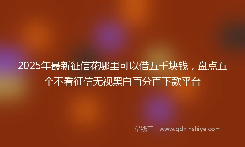 2025年最新征信花哪里可以借五千块钱，盘点五个不看征信无视黑白百分百下款平台