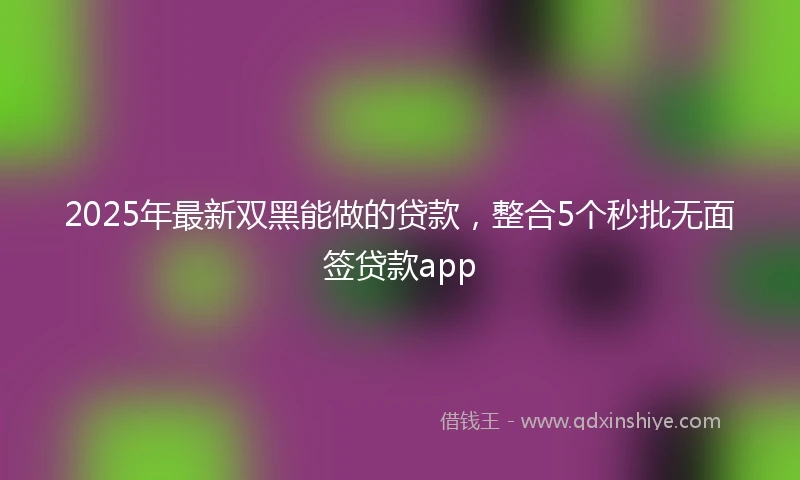 2025年最新双黑能做的贷款，整合5个秒批无面签贷款app