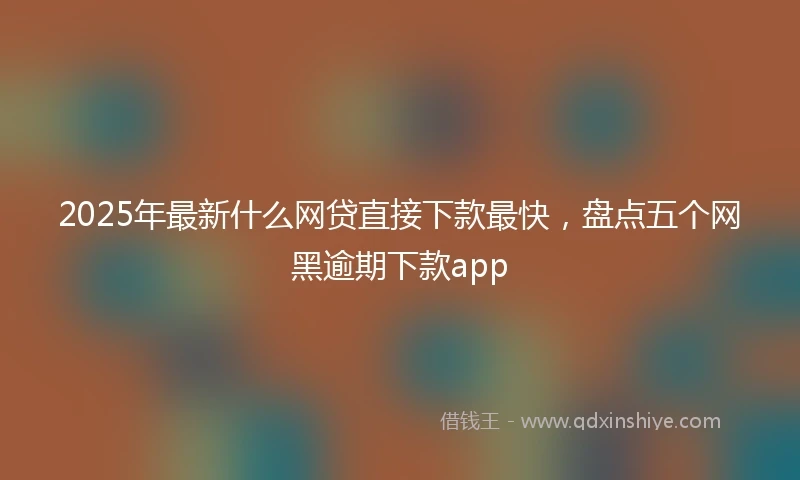 2025年最新什么网贷直接下款最快，盘点五个网黑逾期下款app