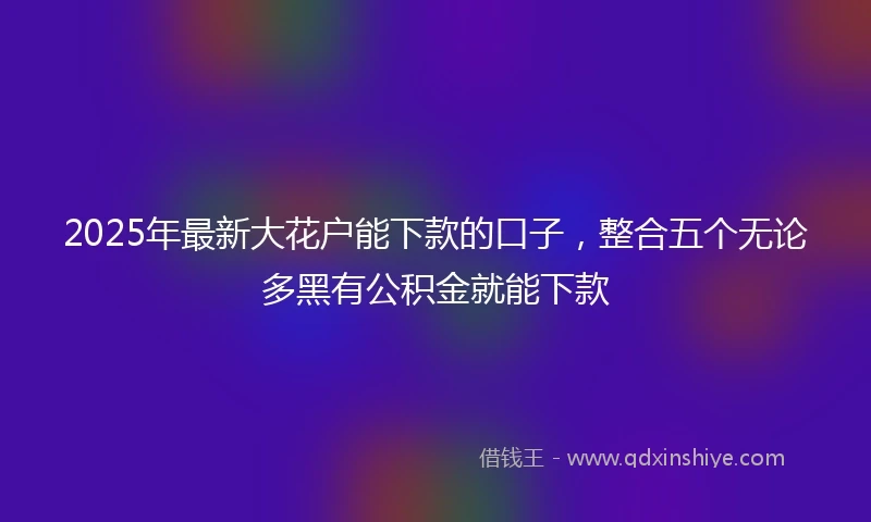 2025年最新大花户能下款的口子，整合五个无论多黑有公积金就能下款