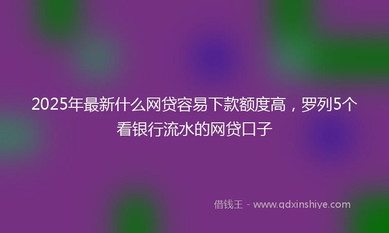 2025年最新什么网贷容易下款额度高，罗列5个看银行流水的网贷口子