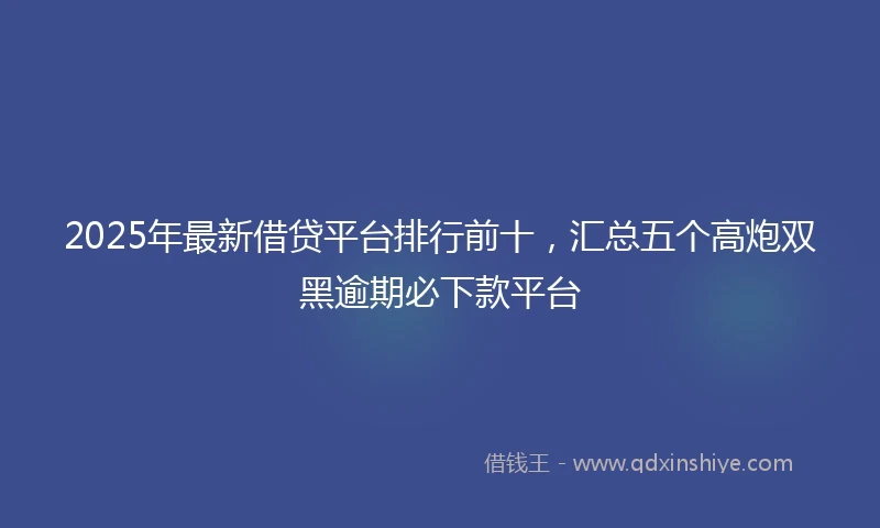 2025年最新借贷平台排行前十，汇总五个高炮双黑逾期必下款平台