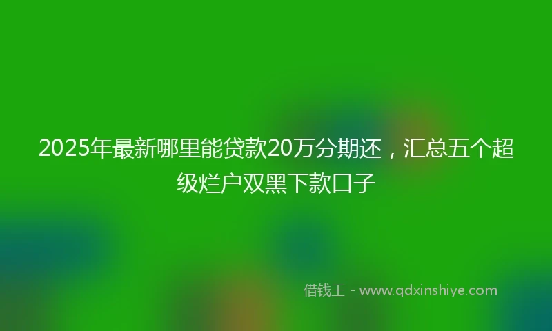 2025年最新哪里能贷款20万分期还，汇总五个超级烂户双黑下款口子