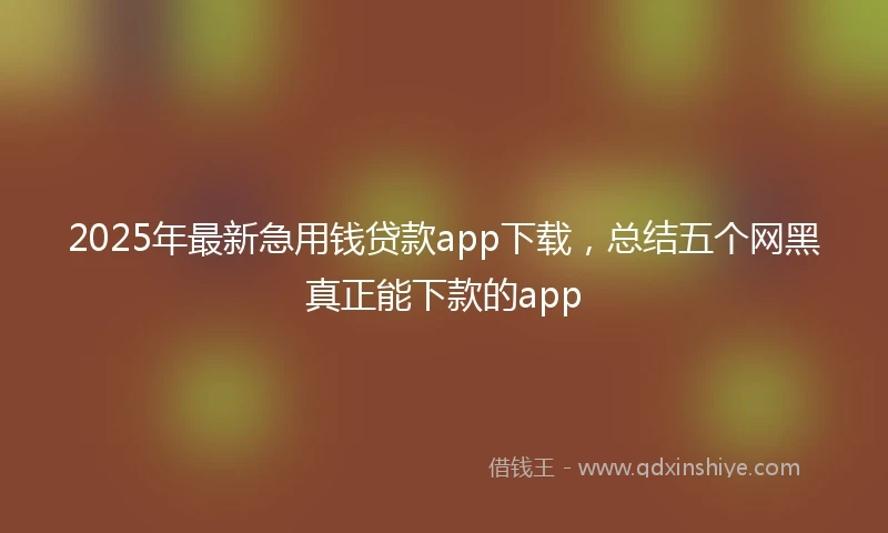 2025年最新急用钱贷款app下载，总结五个网黑真正能下款的app