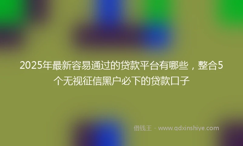 2025年最新容易通过的贷款平台有哪些，整合5个无视征信黑户必下的贷款口子
