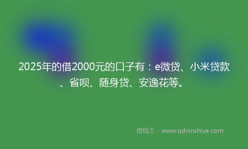 2025年的借2000元的口子有：e微贷、小米贷款、省呗、随身贷、安逸花等。
