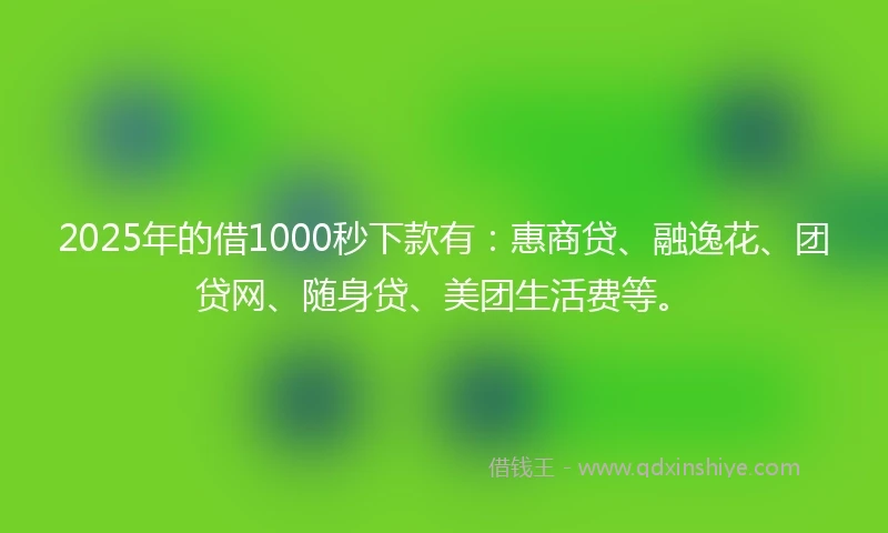2025年的借1000秒下款有：惠商贷、融逸花、团贷网、随身贷、美团生活费等。