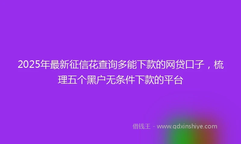 2025年最新征信花查询多能下款的网贷口子，梳理五个黑户无条件下款的平台