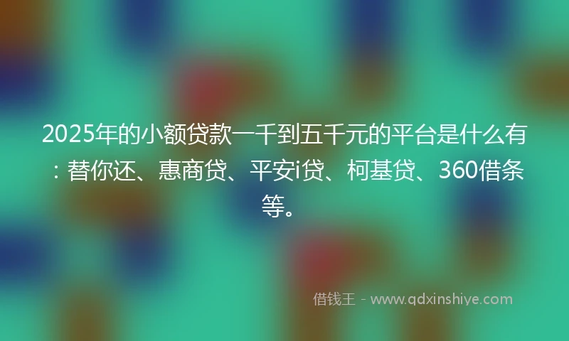 2025年的小额贷款一千到五千元的平台是什么有：替你还、惠商贷、平安i贷、柯基贷、360借条等。