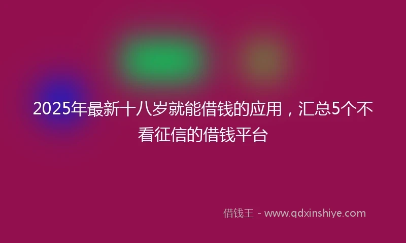 2025年最新十八岁就能借钱的应用，汇总5个不看征信的借钱平台