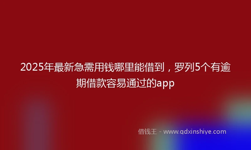 2025年最新急需用钱哪里能借到，罗列5个有逾期借款容易通过的app