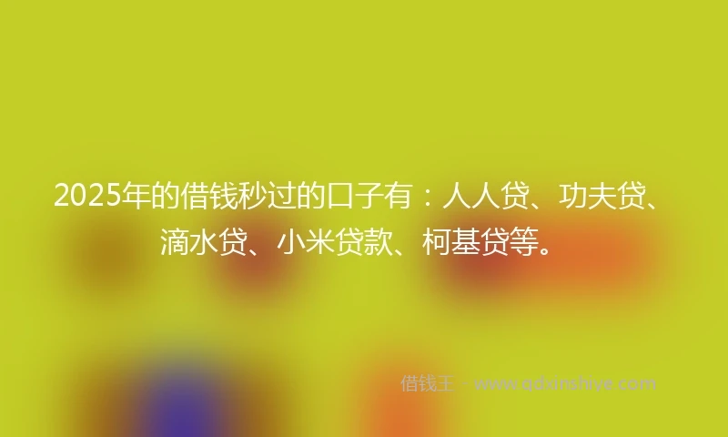 2025年的借钱秒过的口子有：人人贷、功夫贷、滴水贷、小米贷款、柯基贷等。