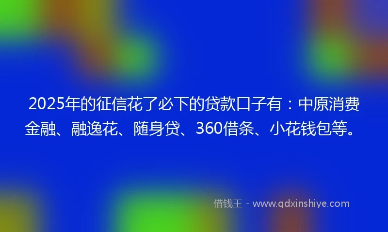 2025年的征信花了必下的贷款口子有：中原消费金融、融逸花、随身贷、360借条、小花钱包等。