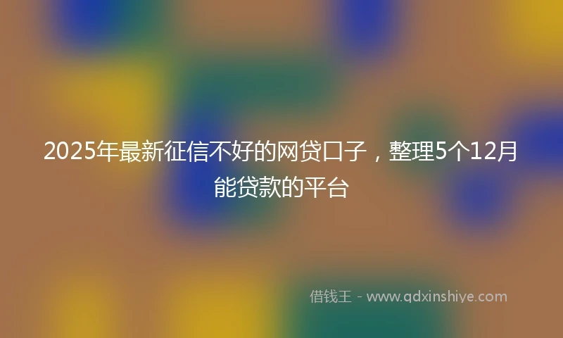 2025年最新征信不好的网贷口子，整理5个12月能贷款的平台