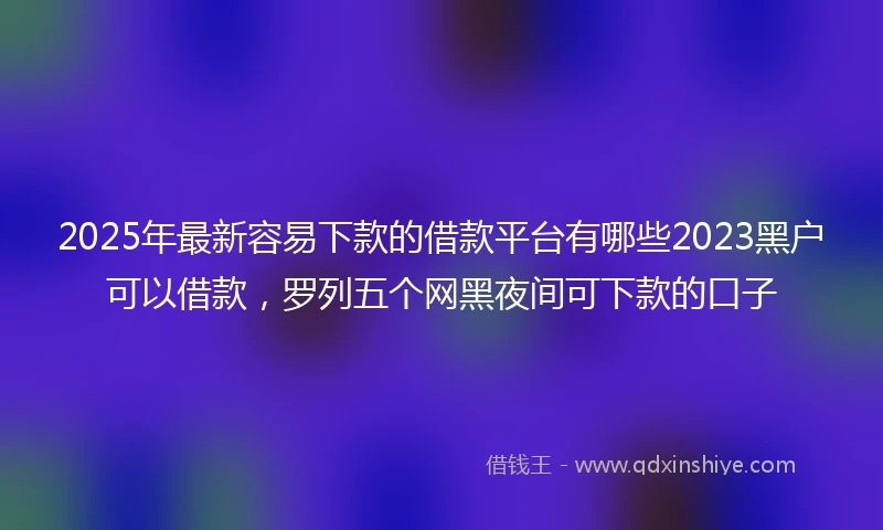 2025年最新容易下款的借款平台有哪些2023黑户可以借款，罗列五个网黑夜间可下款的口子