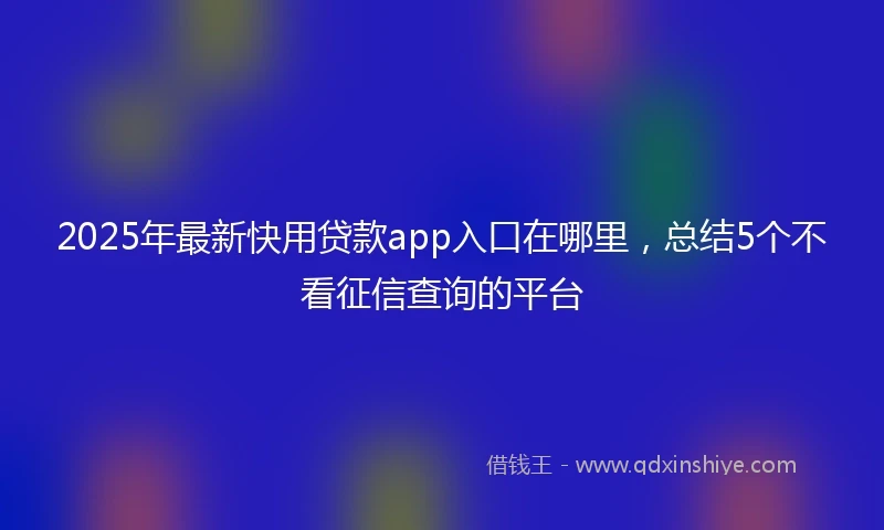 2025年最新快用贷款app入口在哪里，总结5个不看征信查询的平台