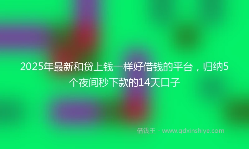 2025年最新和贷上钱一样好借钱的平台，归纳5个夜间秒下款的14天口子