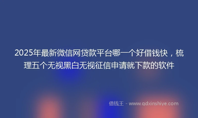 2025年最新微信网贷款平台哪一个好借钱快，梳理五个无视黑白无视征信申请就下款的软件