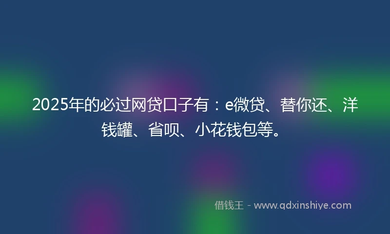 2025年的必过网贷口子有：e微贷、替你还、洋钱罐、省呗、小花钱包等。