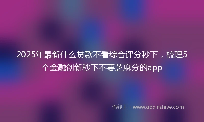 2025年最新什么贷款不看综合评分秒下，梳理5个金融创新秒下不要芝麻分的app
