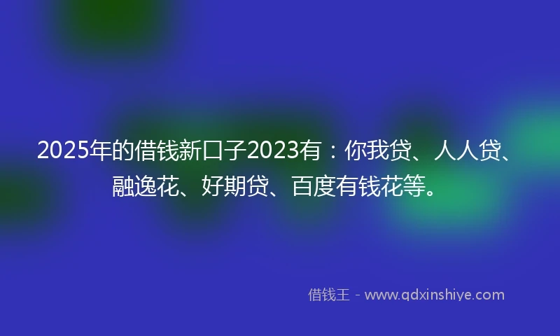 2025年的借钱新口子2023有：你我贷、人人贷、融逸花、好期贷、百度有钱花等。
