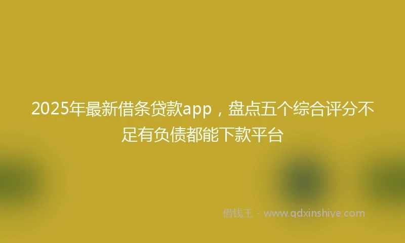 2025年最新借条贷款app，盘点五个综合评分不足有负债都能下款平台