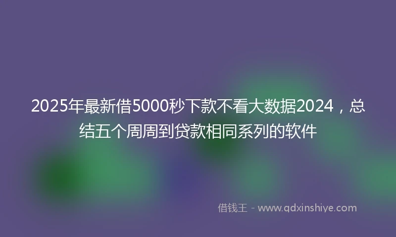 2025年最新借5000秒下款不看大数据2024，总结五个周周到贷款相同系列的软件