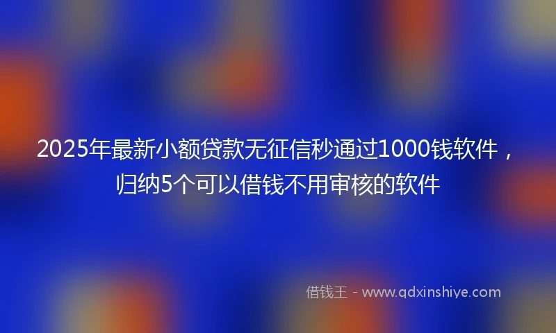 2025年最新小额贷款无征信秒通过1000钱软件，归纳5个可以借钱不用审核的软件