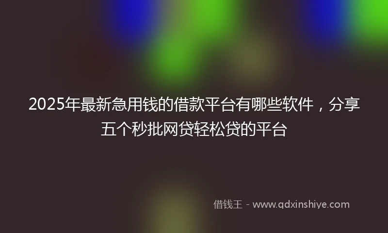 2025年最新急用钱的借款平台有哪些软件，分享五个秒批网贷轻松贷的平台