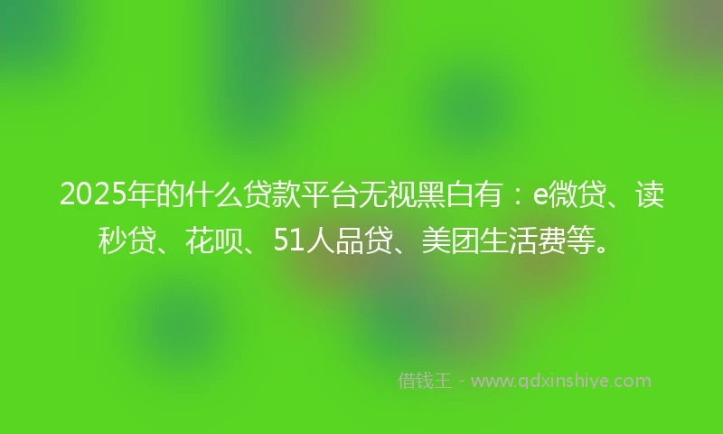 2025年的什么贷款平台无视黑白有：e微贷、读秒贷、花呗、51人品贷、美团生活费等。