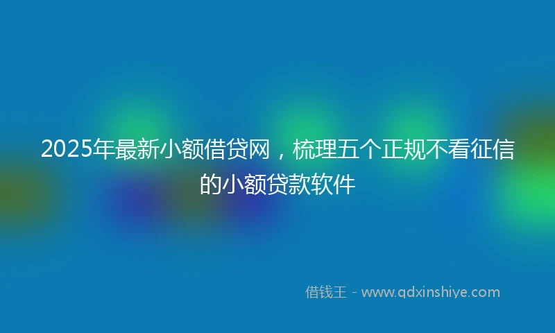 2025年最新小额借贷网，梳理五个正规不看征信的小额贷款软件