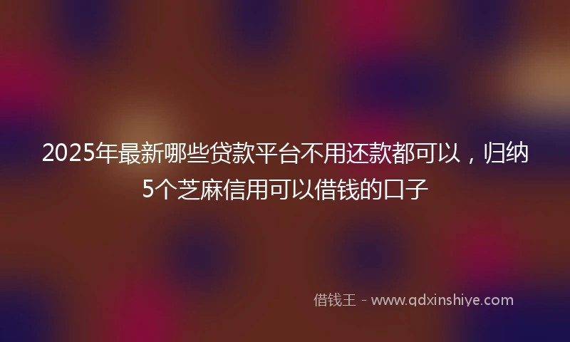 2025年最新哪些贷款平台不用还款都可以，归纳5个芝麻信用可以借钱的口子