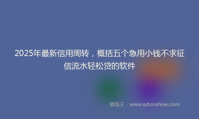 2025年最新信用周转，概括五个急用小钱不求征信流水轻松贷的软件