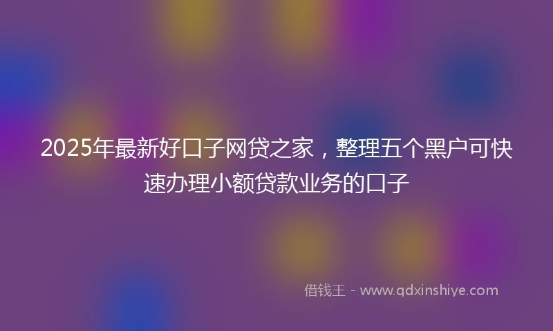 2025年最新好口子网贷之家，整理五个黑户可快速办理小额贷款业务的口子