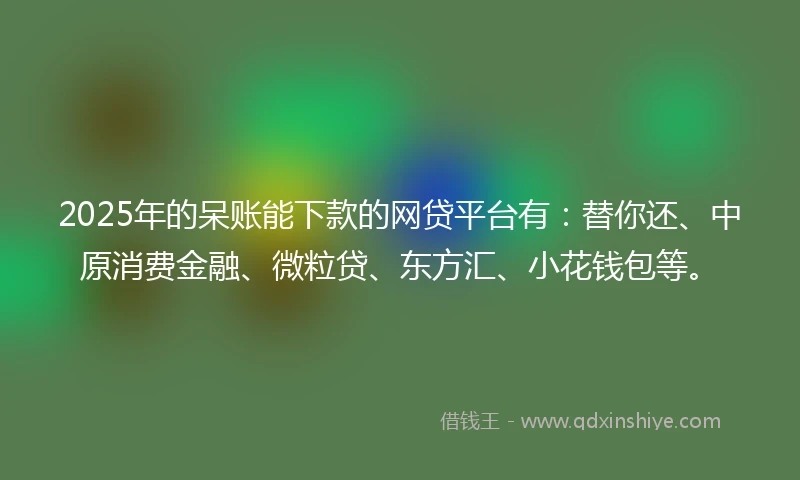 2025年的呆账能下款的网贷平台有：替你还、中原消费金融、微粒贷、东方汇、小花钱包等。