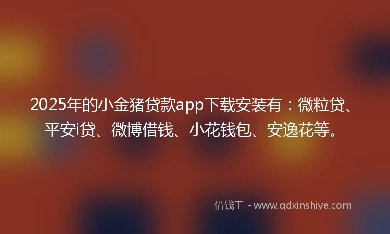 2025年的小金猪贷款app下载安装有：微粒贷、平安i贷、微博借钱、小花钱包、安逸花等。