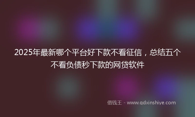 2025年最新哪个平台好下款不看征信，总结五个不看负债秒下款的网贷软件
