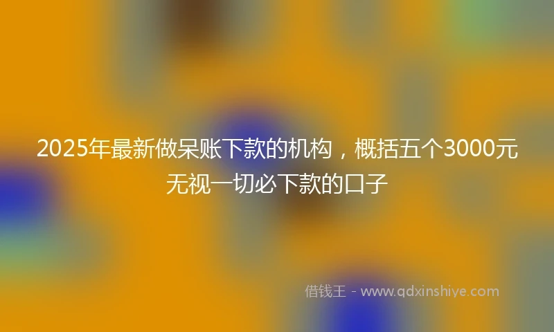 2025年最新做呆账下款的机构，概括五个3000元无视一切必下款的口子