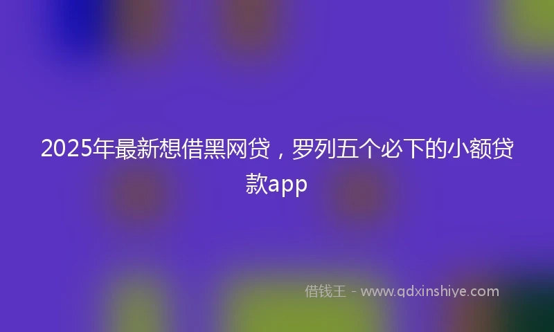 2025年最新想借黑网贷，罗列五个必下的小额贷款app