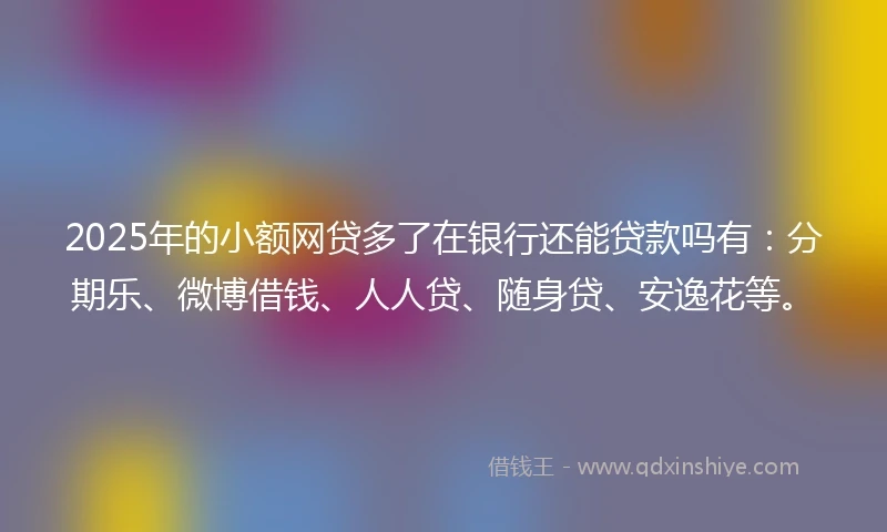 2025年的小额网贷多了在银行还能贷款吗有：分期乐、微博借钱、人人贷、随身贷、安逸花等。