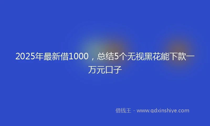 2025年最新借1000，总结5个无视黑花能下款一万元口子